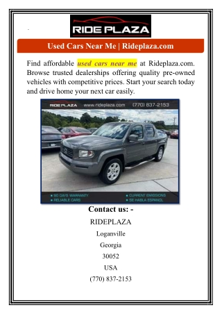 Used Cars Near Me | Rideplaza.com