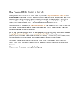 Buy Roasted Dalia Online in the UK