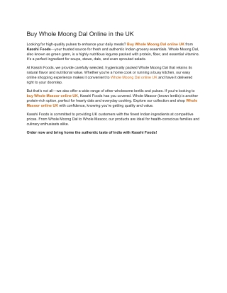 Buy Whole Moong Dal Online in the UK