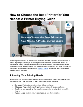 How to Choose the Best Printer for Your Needs_ A Printer Buying Guide