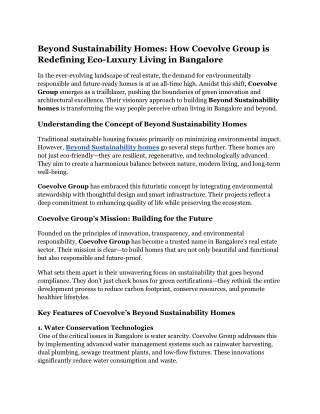 Beyond Sustainability Homes_ How Coevolve Group is Redefining Eco-Luxury Living in Bangalore
