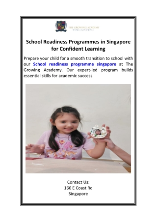 School Readiness Programmes in Singapore for Confident Learning