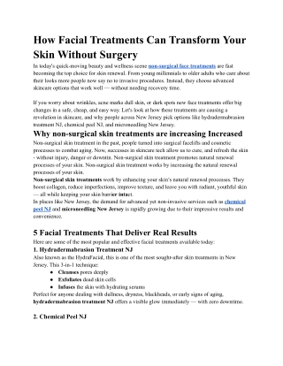 How Facial Treatments Can Transform Your Skin Without Surgery