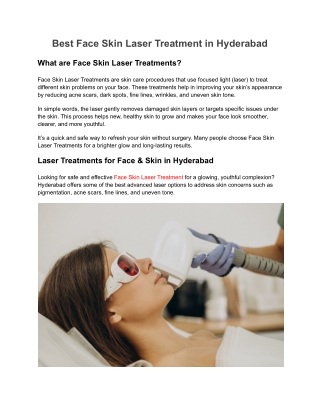 Best Face Skin Laser Treatment in Hyderabad