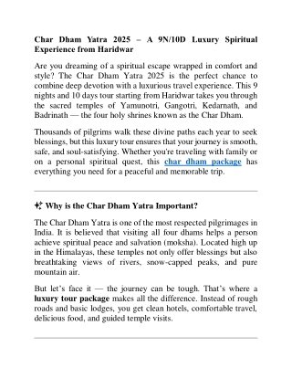 Char Dham Yatra 2025 – A 9N/10D Luxury Spiritual Experience from Haridwar