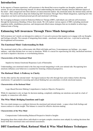 Enhancing Self-Awareness Through Three Minds Integration