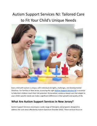 Autism Support Services NJ