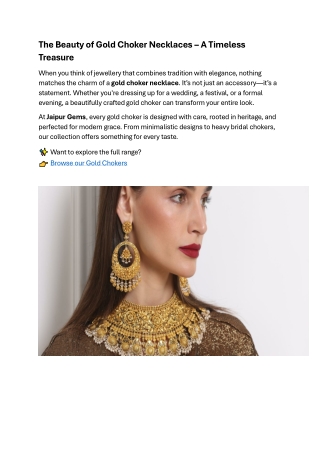 The Beauty of Gold Choker Necklaces