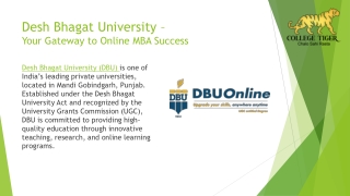 Desh Bhagat University – Empowering Education for a Brighter Tomorrow