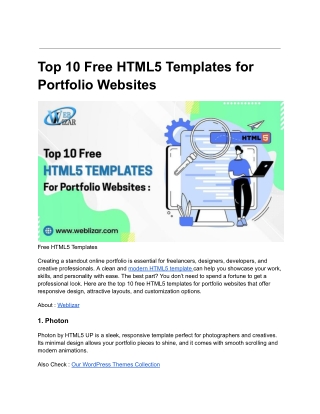 Top 10 Free HTML5 Templates for Portfolio Websites