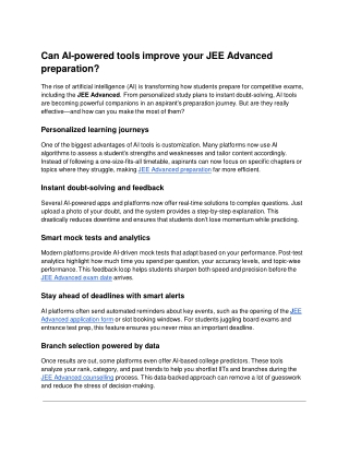 How AI Tools Are Transforming JEE Advanced Preparation