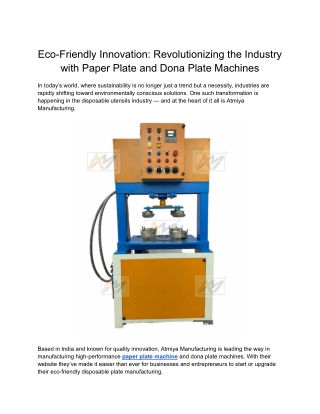 Top Paper Plate Manufacturing Machine