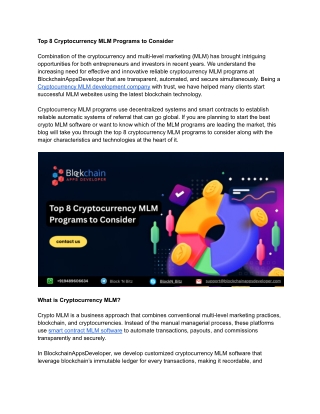 top 8 cryptocurrency mlm programs to consider