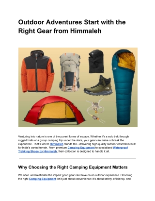 Gear Up Right: Dependable Camping Equipment for All Trips