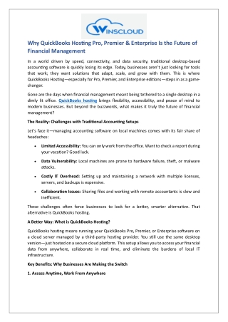 Why QuickBooks Hosting Pro, Premier & Enterprise Is the Future of Financial Management