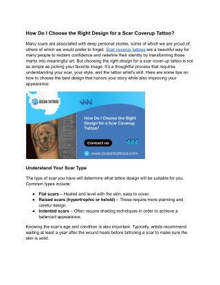 How Do I Choose the Right Design for a Scar Coverup Tattoo