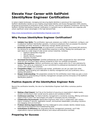 Elevate Your Career with SailPoint IdentityNow Engineer Certification
