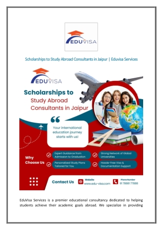 Scholarships to Study Abroad Consultants in Jaipur | Eduvisa Services