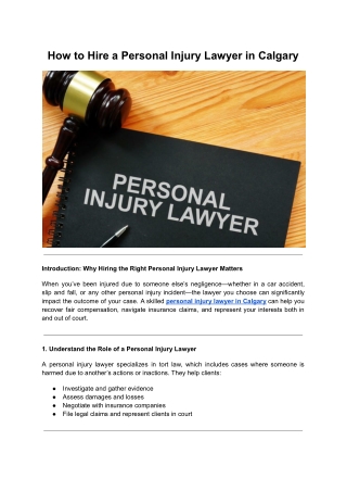 How to Hire a Personal Injury Lawyer in Calgary | Full Guide PDF