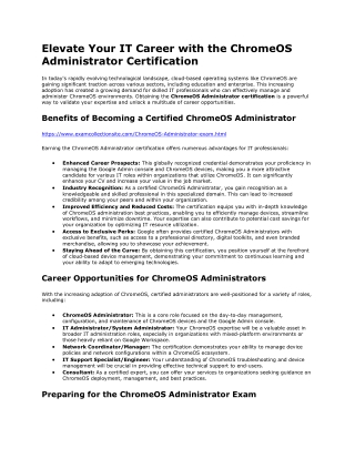Elevate Your IT Career with the ChromeOS Administrator Certification