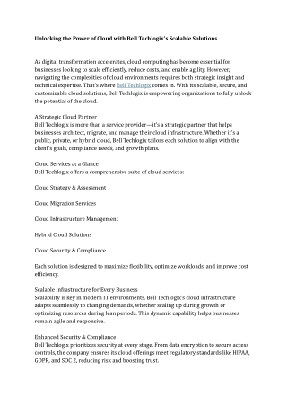 Unlocking the Power of Cloud with Bell Techlogix’s Scalable Solutions