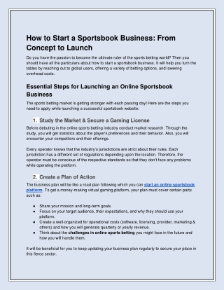 How to Start a Sportsbook Business: From Concept to Launch