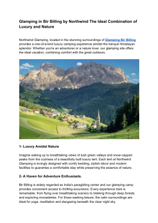 Glamping in Bir Billing by Northwind The Ideal Combination of Luxury and Nature