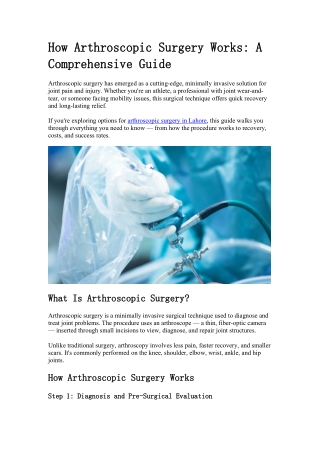 Guide to Arthroscopic Surgery and How It Works