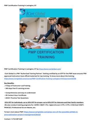 PMP Certification Training in Lexington, KY