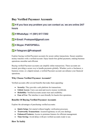 Buy Verified Payoneer Accounts