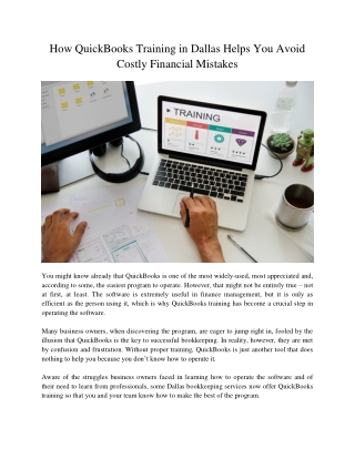 How QuickBooks Training in Dallas Helps You Avoid Costly Financial Mistakes