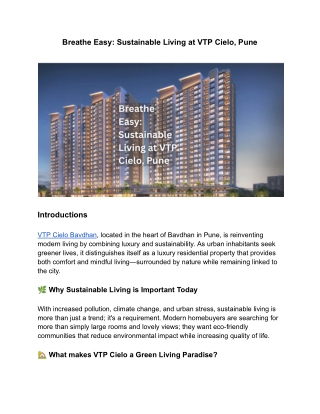 VTP Cielo Bavdhan: 2-4 BHK Luxury Homes in Pune