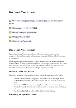 Buy Google Voice Account