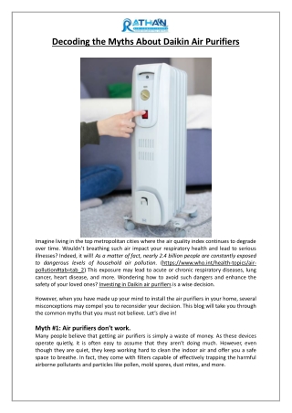 Decoding the Myths About Daikin Air Purifiers - Rathan Air Conditioners