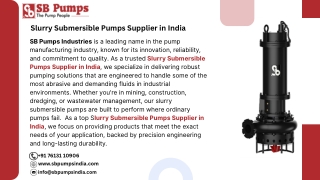 Slurry Submersible Pumps Supplier in India