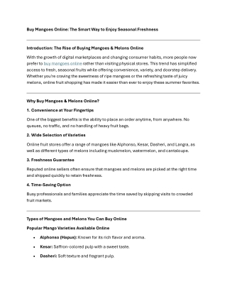 Buy Mangoes & Melons Online The Smart Way to Enjoy Seasonal Freshness