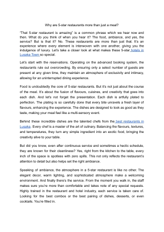 Why are 5-star restaurants more than just a meal_