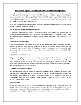 Recruitment Agency for Employers- Streamline Your Hiring Process