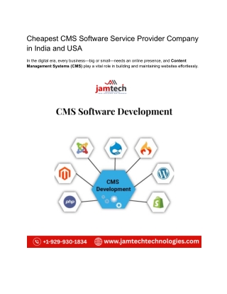 Cheapest CMS Software Service Provider Company in India and USA