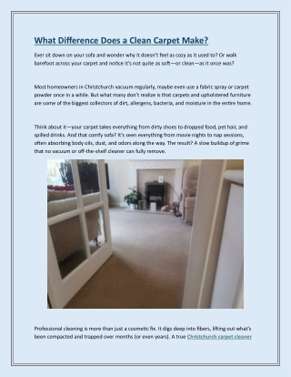 What Difference Does a Clean Carpet Make