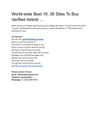 World-wide Best 18 .36 Sites To Buy Verified Airbnb ...