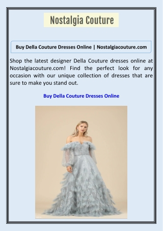 Buy Della Couture Dresses Online Nostalgiacouture.com