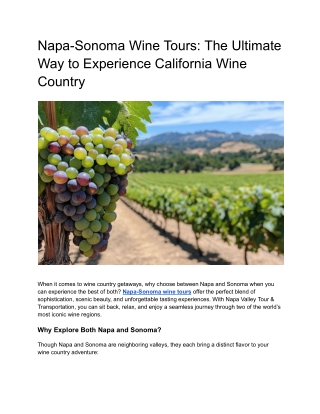 Napa-Sonoma Wine Tours_ The Ultimate Way to Experience California Wine Country