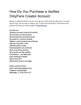 How Do You Purchase a Verified OnlyFans Creator Account