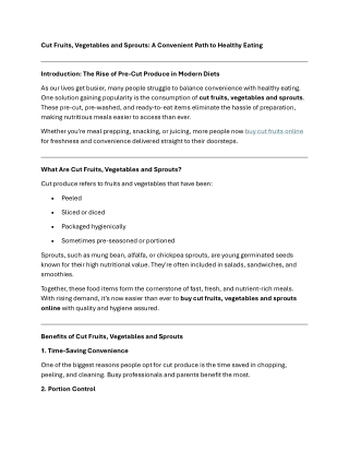 Cut Fruits Vegetables and Sprouts A Convenient Path to Healthy Eating