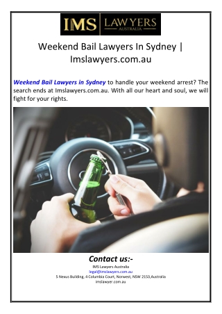 Weekend Bail Lawyers In Sydney | Imslawyers.com.au