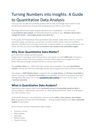 Turning Numbers into Insights Guide to Quantitative Data Analysis