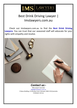 Best Drink Driving Lawyer | Imslawyers.com.au