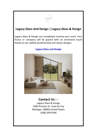 Legacy Glass And Design  Legacy Glass & Design