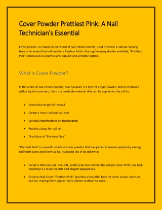 Cover Powder Prettiest Pink A Nail Technician's Essential